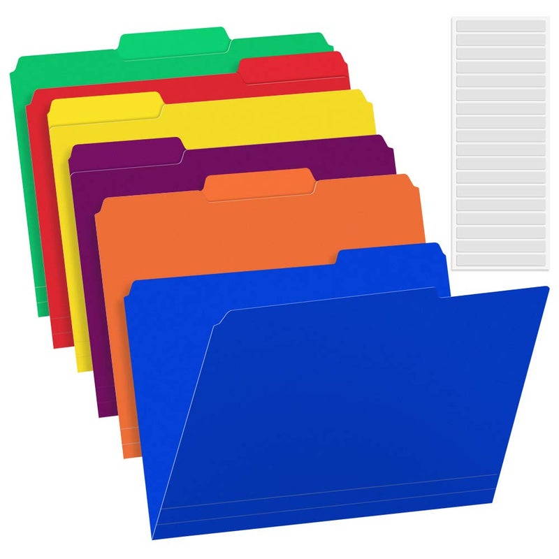 Sooez 6 Pack Plastic File Folders Colored with Sticky Labels, Heavy Duty Plastic Colored File Folders Letter Size with Erasable 1/3-Cut Tab, Stronger Than Manila File Folder, Perfect for Organization - Image 1